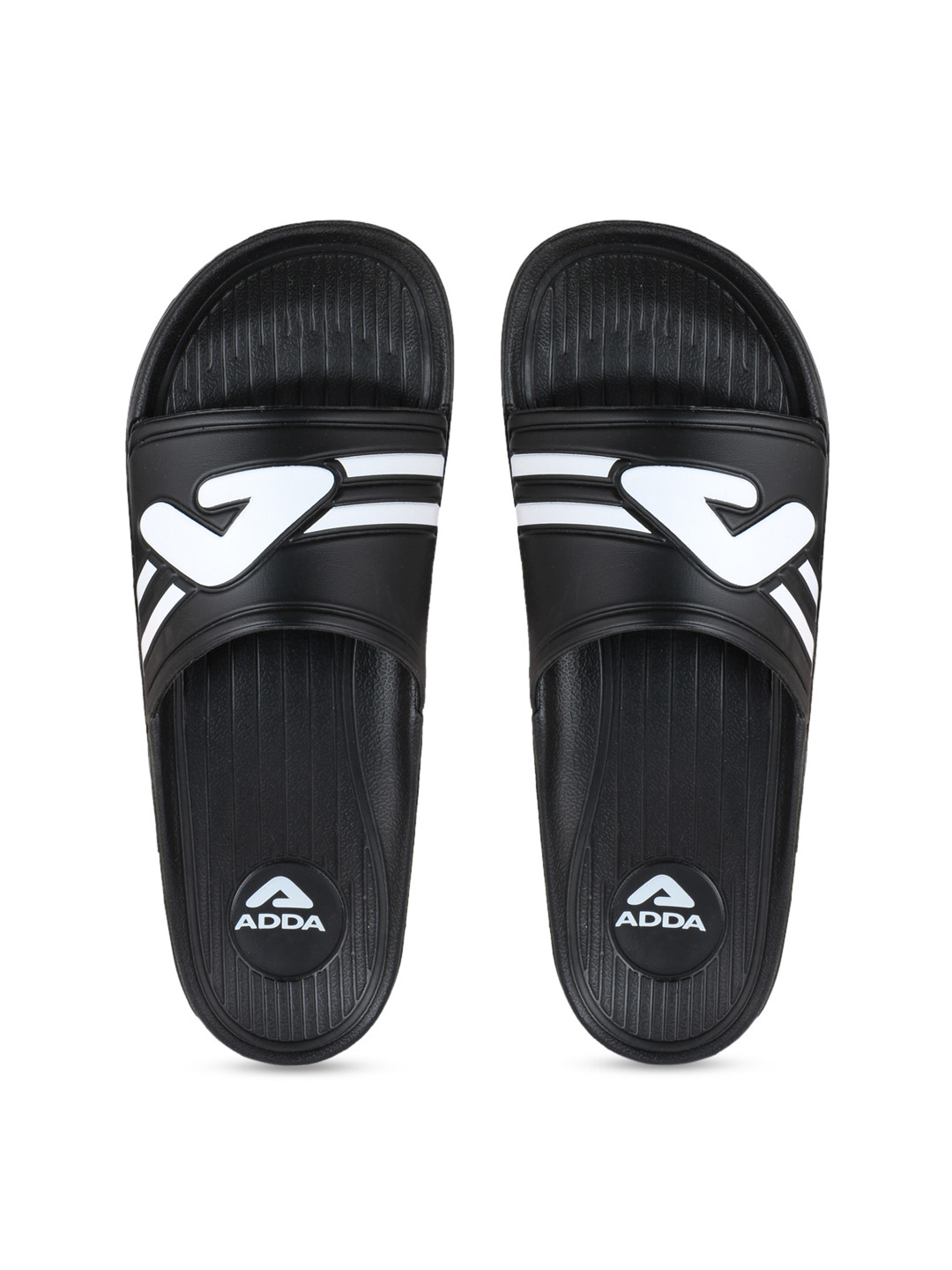 Buy Adda Men Black Printed Sliders - Flip Flops for Men 12077296 | Myntra