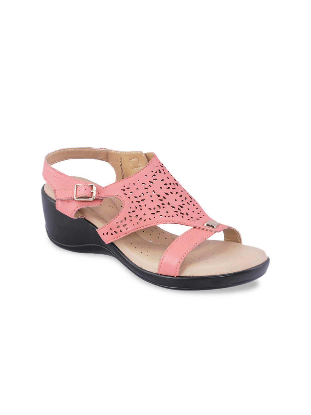 Buy Khadims Women Pink Solid Leather Wedge Heels - Heels for Women 12077642 | Myntra