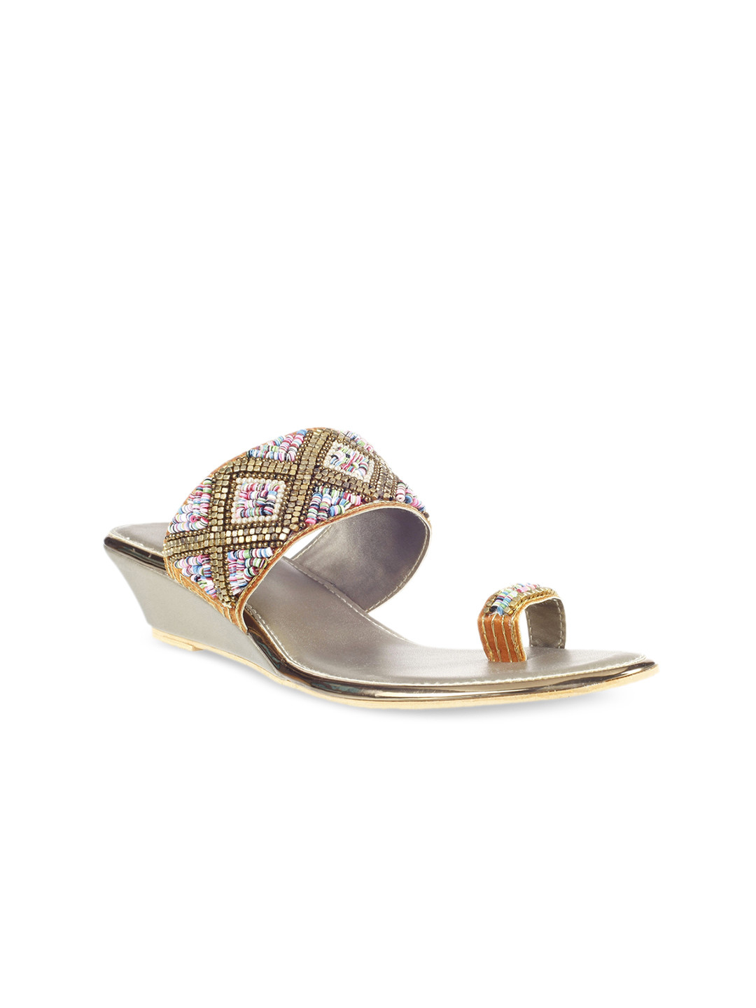 Buy Khadims Women Brown & Pink Embellished Wedges - Heels for Women 12077766 | Myntra