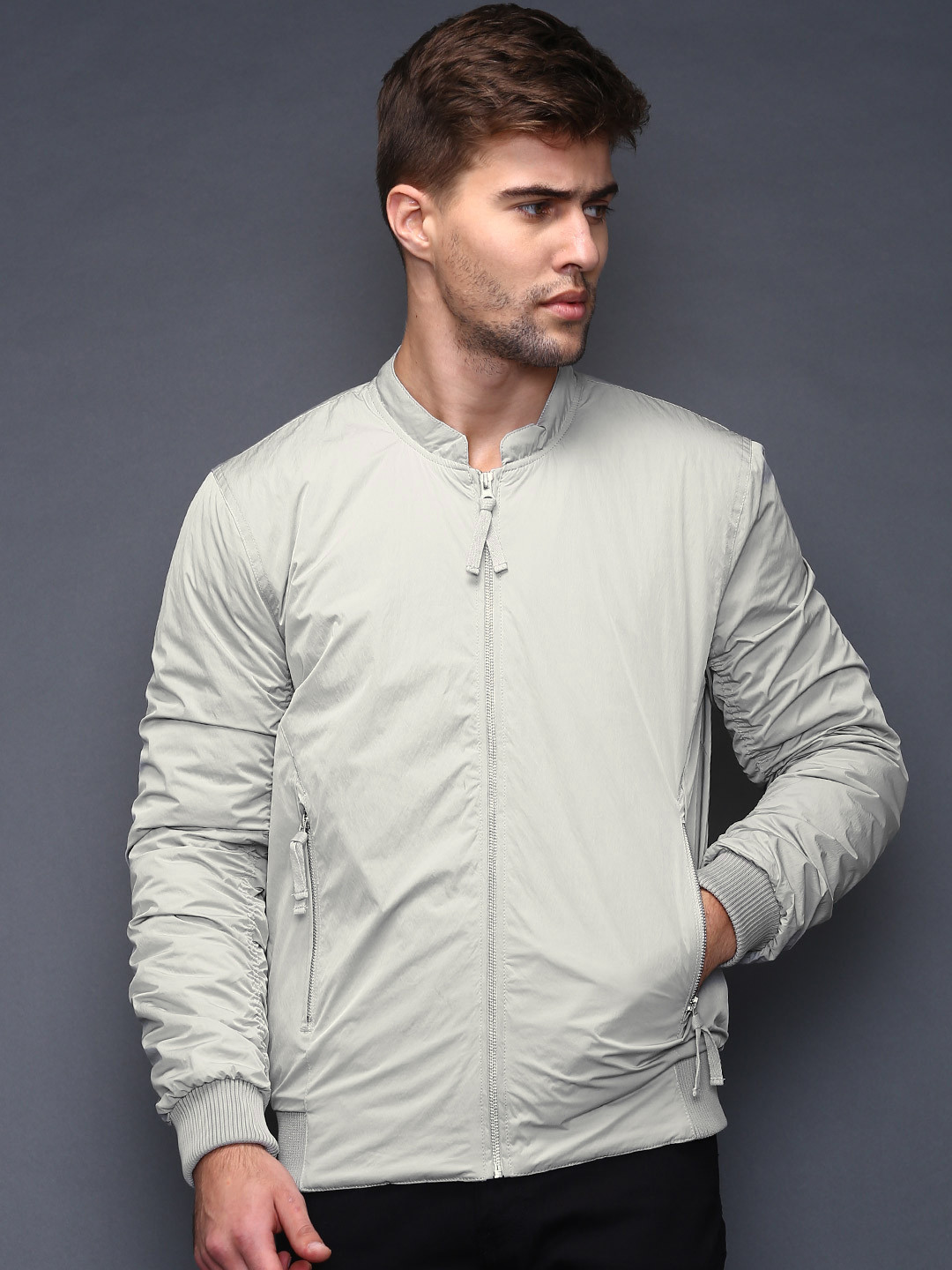 Buy SELECTED Grey Bomber Jacket Jackets for Men 1208086 Myntra