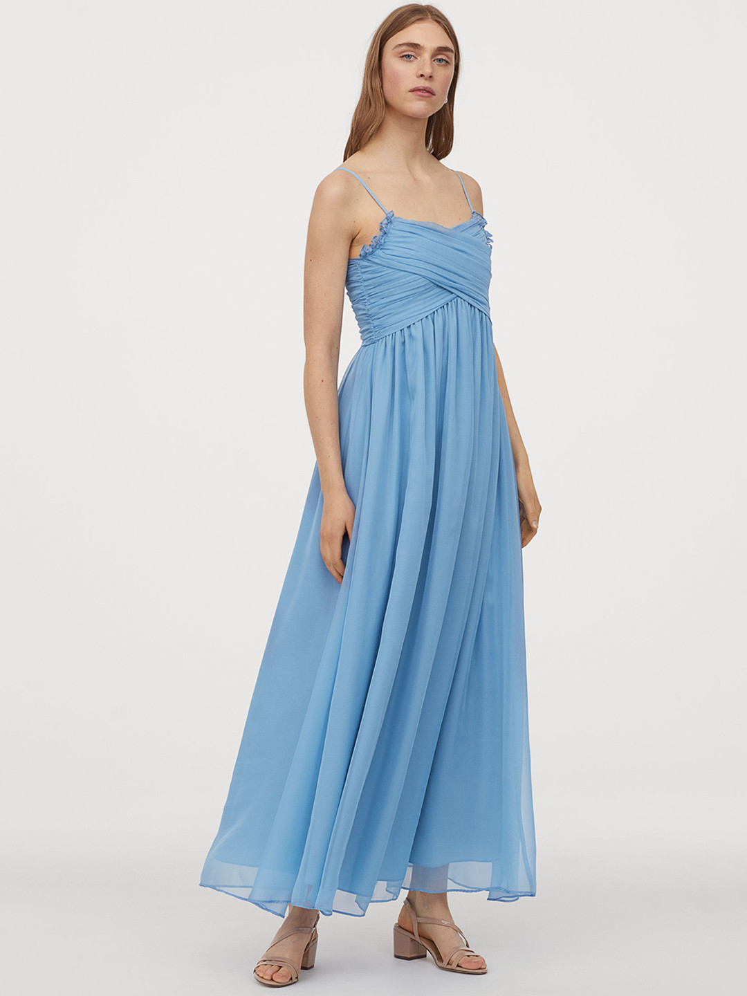 Buy H&M Women Blue Solid Draped Long Dress Dresses for Women 12081426