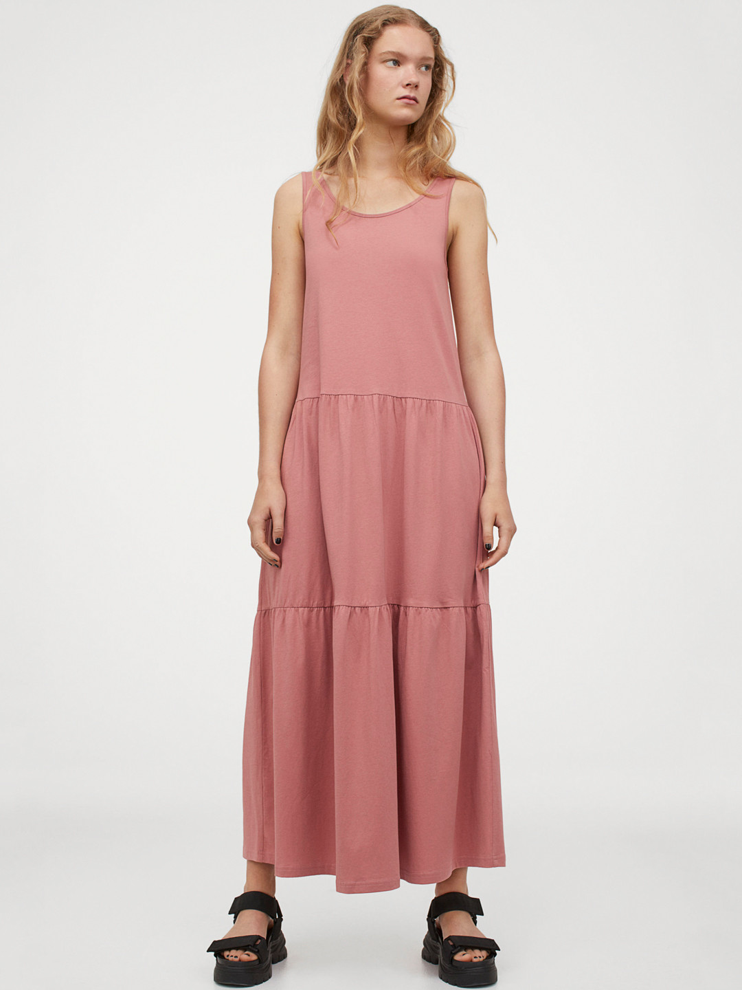 Buy H&M Women Pink Solid Ankle Length Jersey Dress Dresses for Women