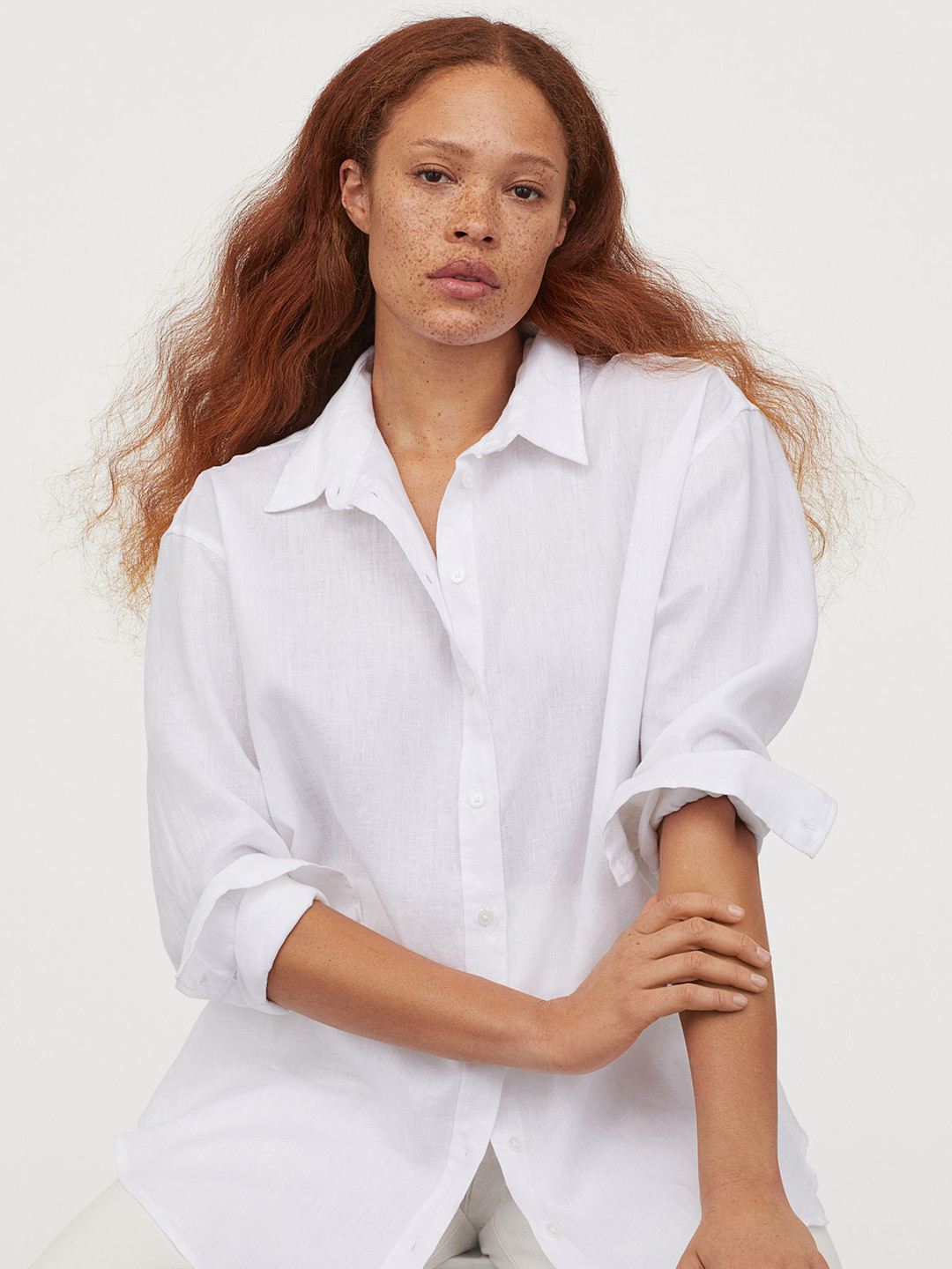 Buy H&M Women White Regular Fit Solid Casual Shirt Shirts for Women