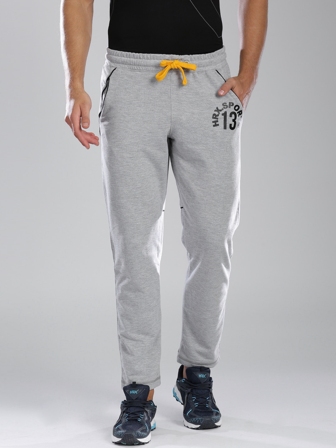 grey and white track pants
