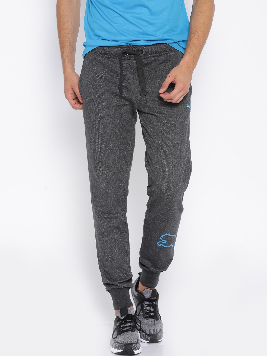 puma solid men's grey track pants