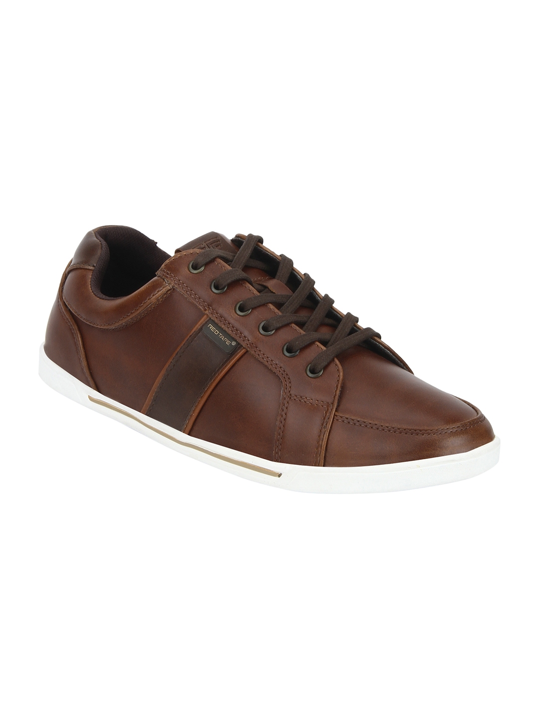 red tape brown leather sneakers