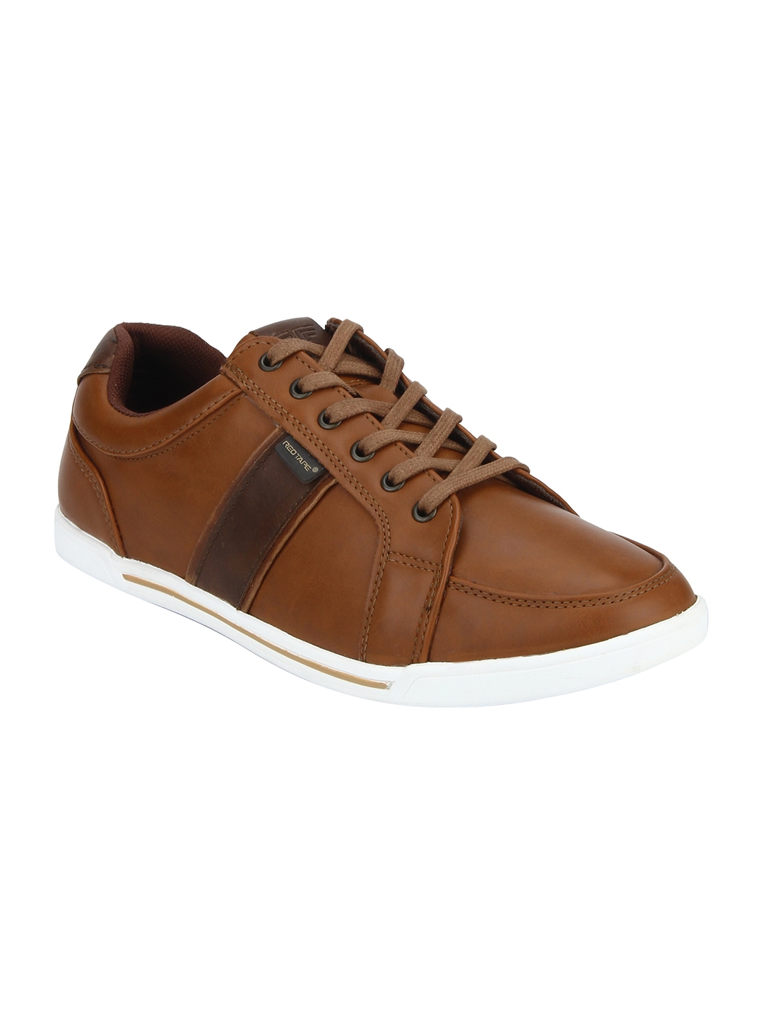 red tape brown leather sneakers