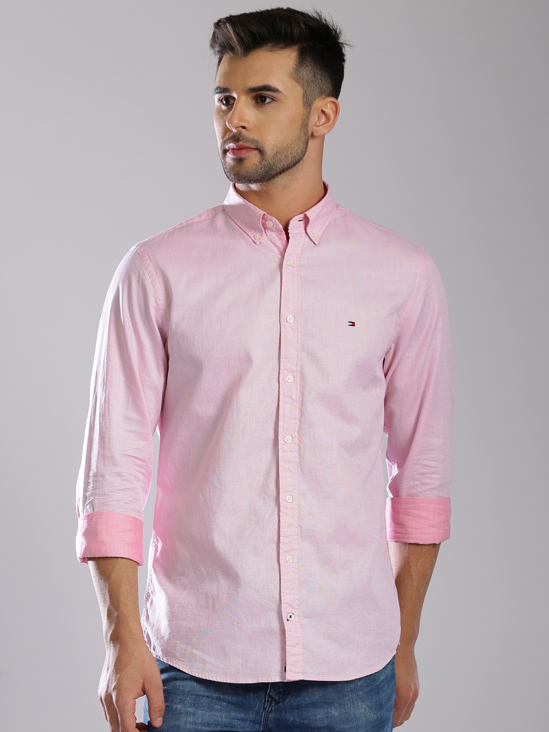 Buy Tommy Hilfiger Pink New York Fit Casual Shirt - Shirts for Men ...