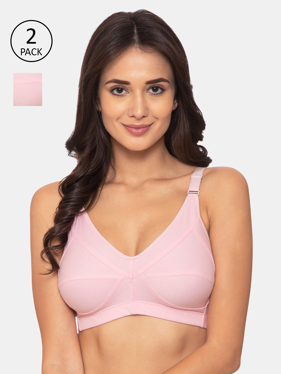 Buy Souminie Pack Of 2 Pink Solid Non Wired Non Padded Minimizer Bras