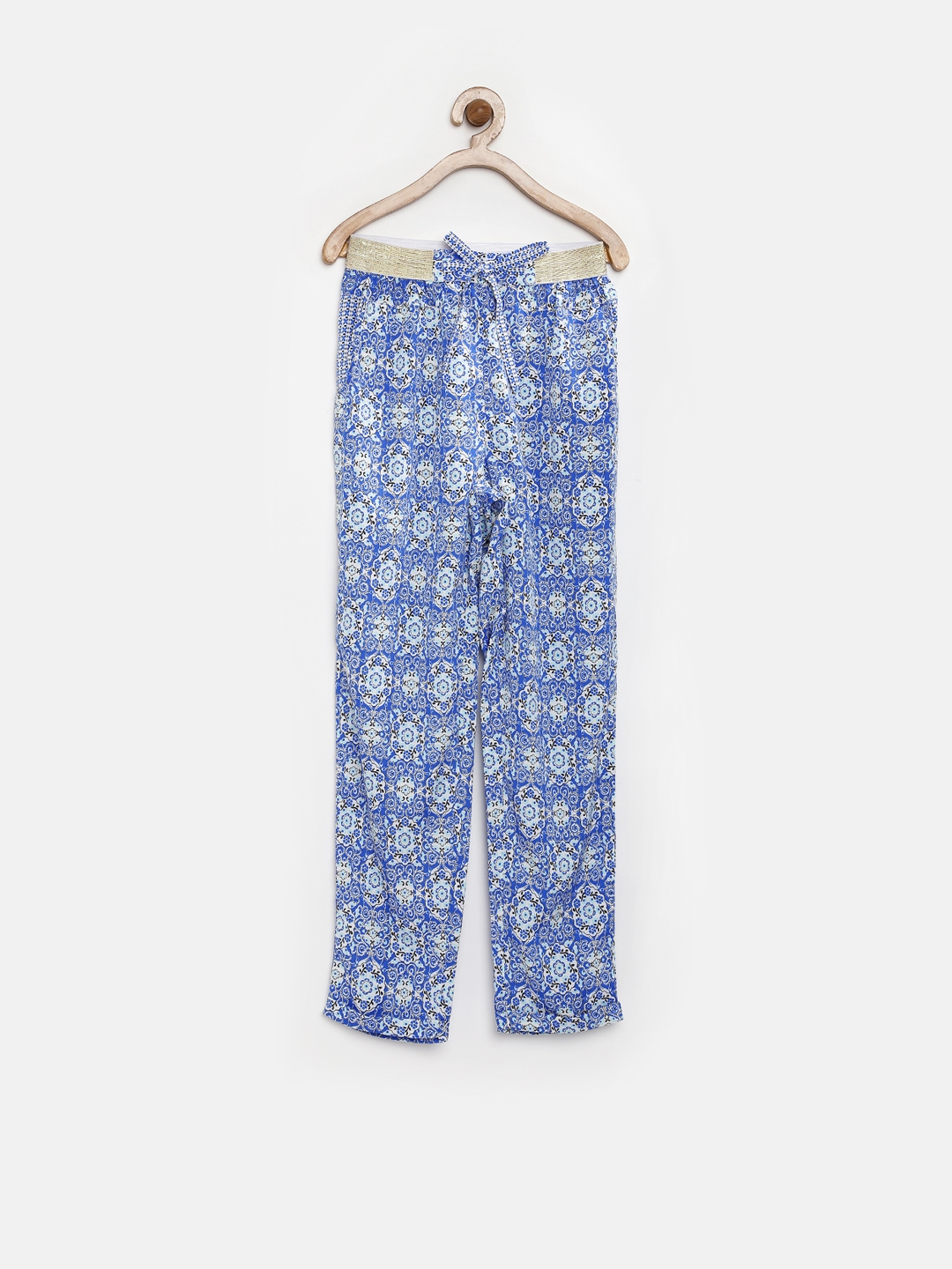 Buy Allen Solly Junior Girls Blue Floral Print Trousers - Trousers for ... image.