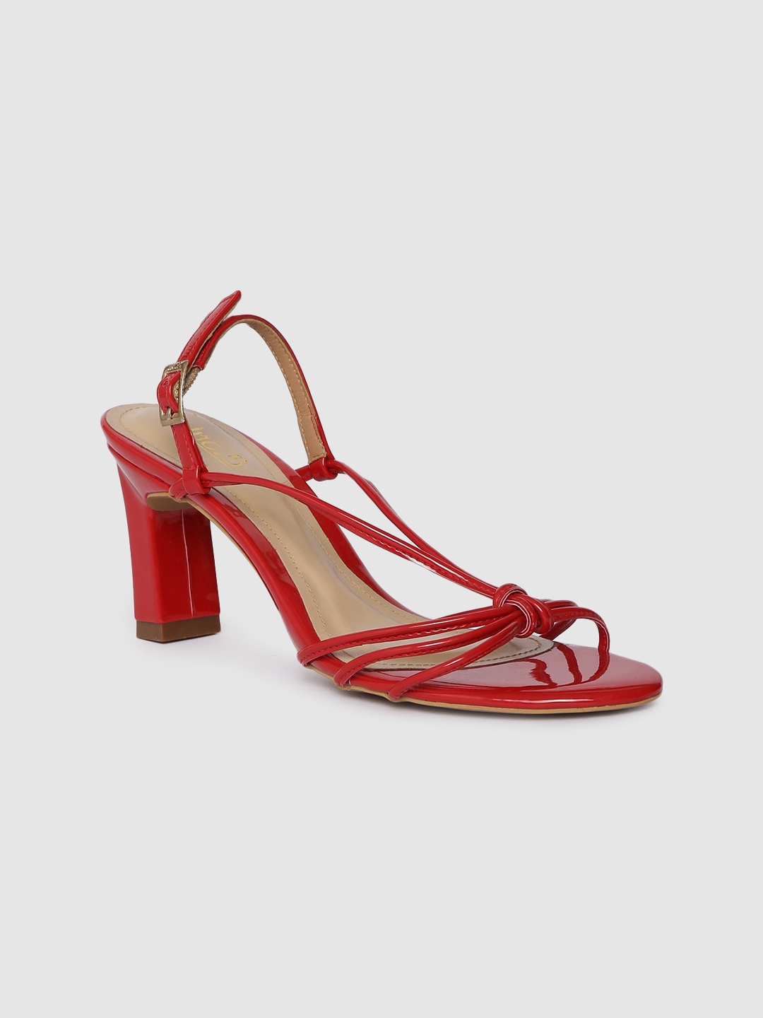 red small block heels