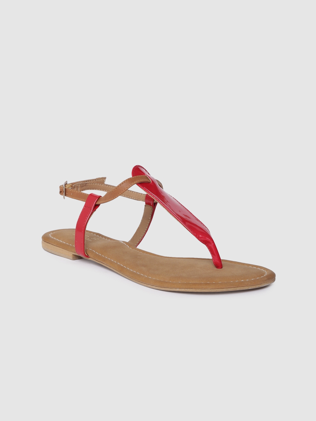 red t strap flats