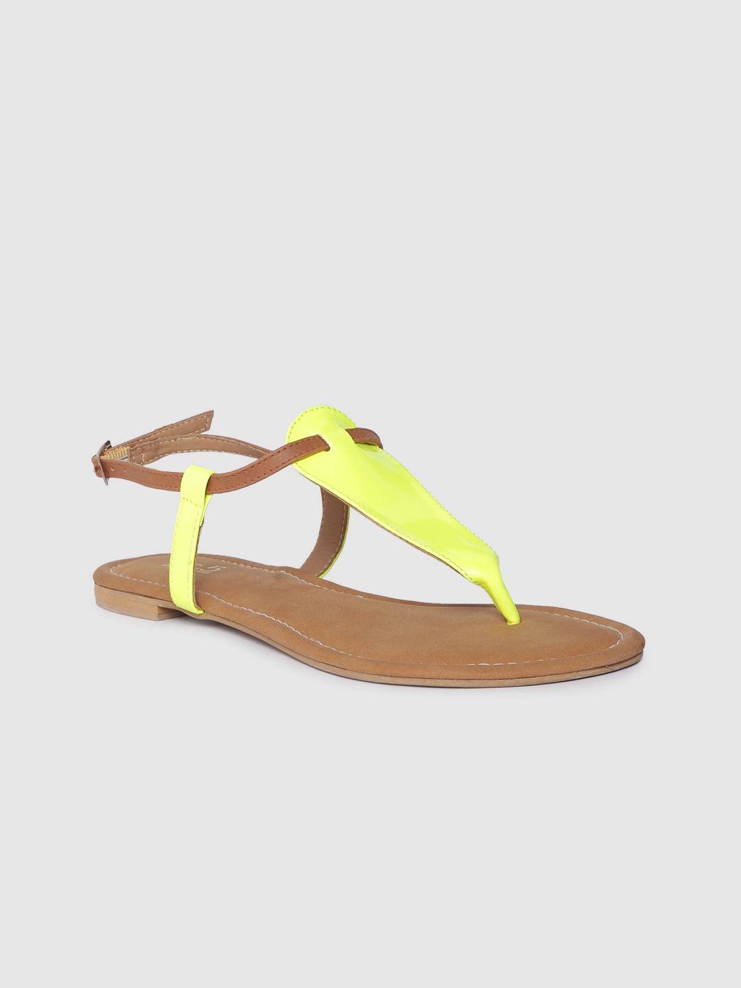 yellow t strap flats