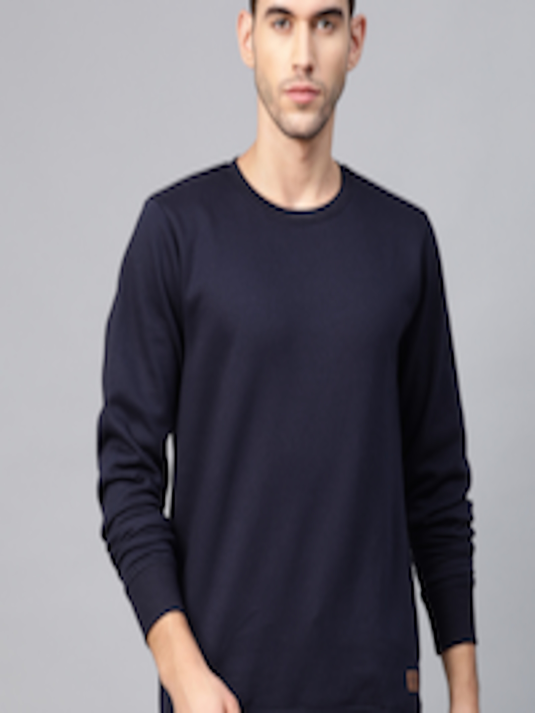Buy Roadster Men Navy Blue Solid Sweatshirt - Sweatshirts for Men ...