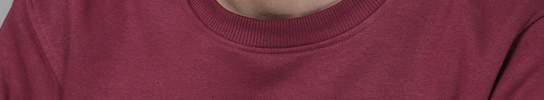 Buy Roadster Men Burgundy & Grey Solid Sweatshirt - Sweatshirts for Men ...