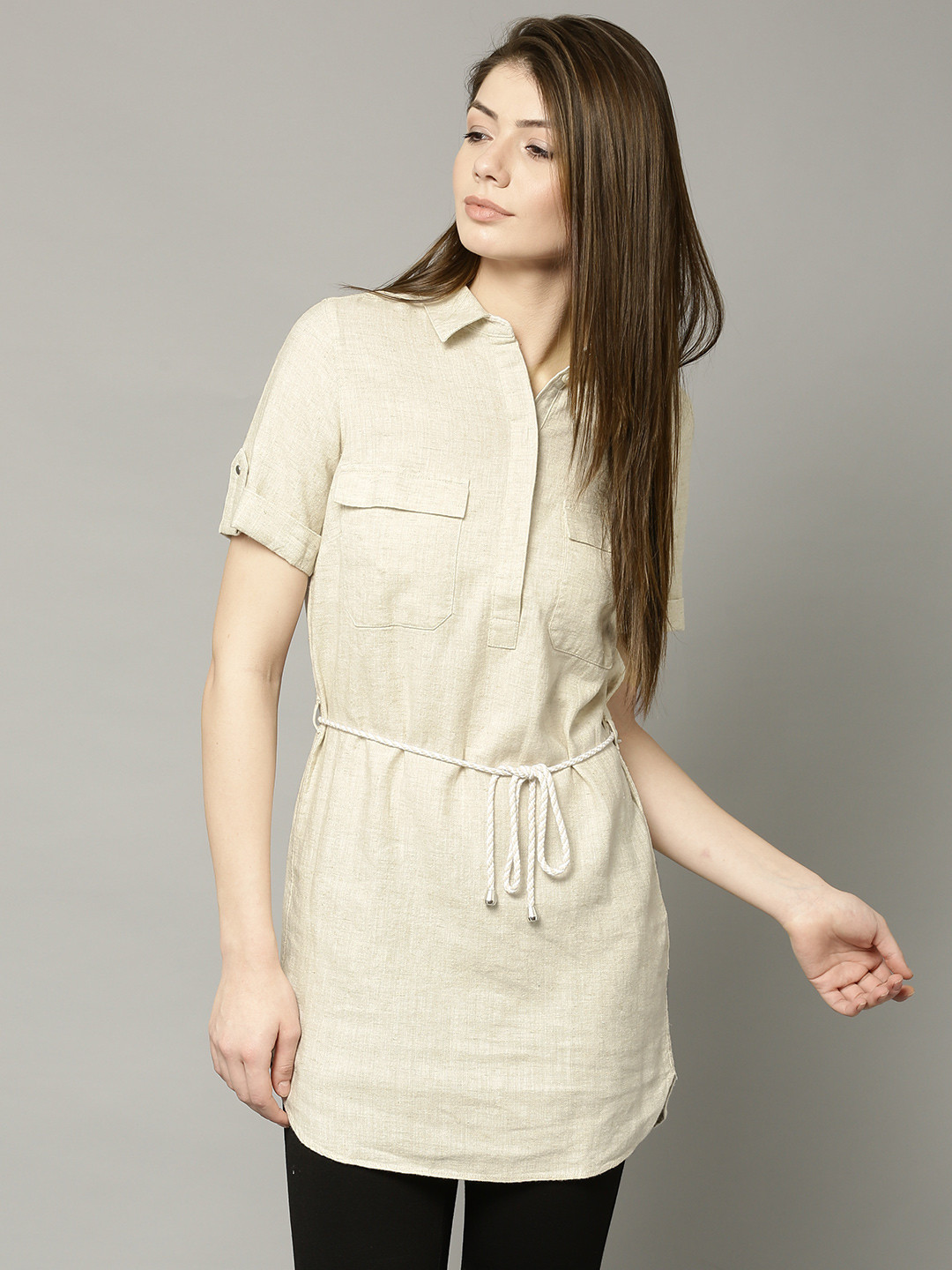 Buy Marks & Spencer Beige Linen Tunic Tunics for Women 1211950 Myntra