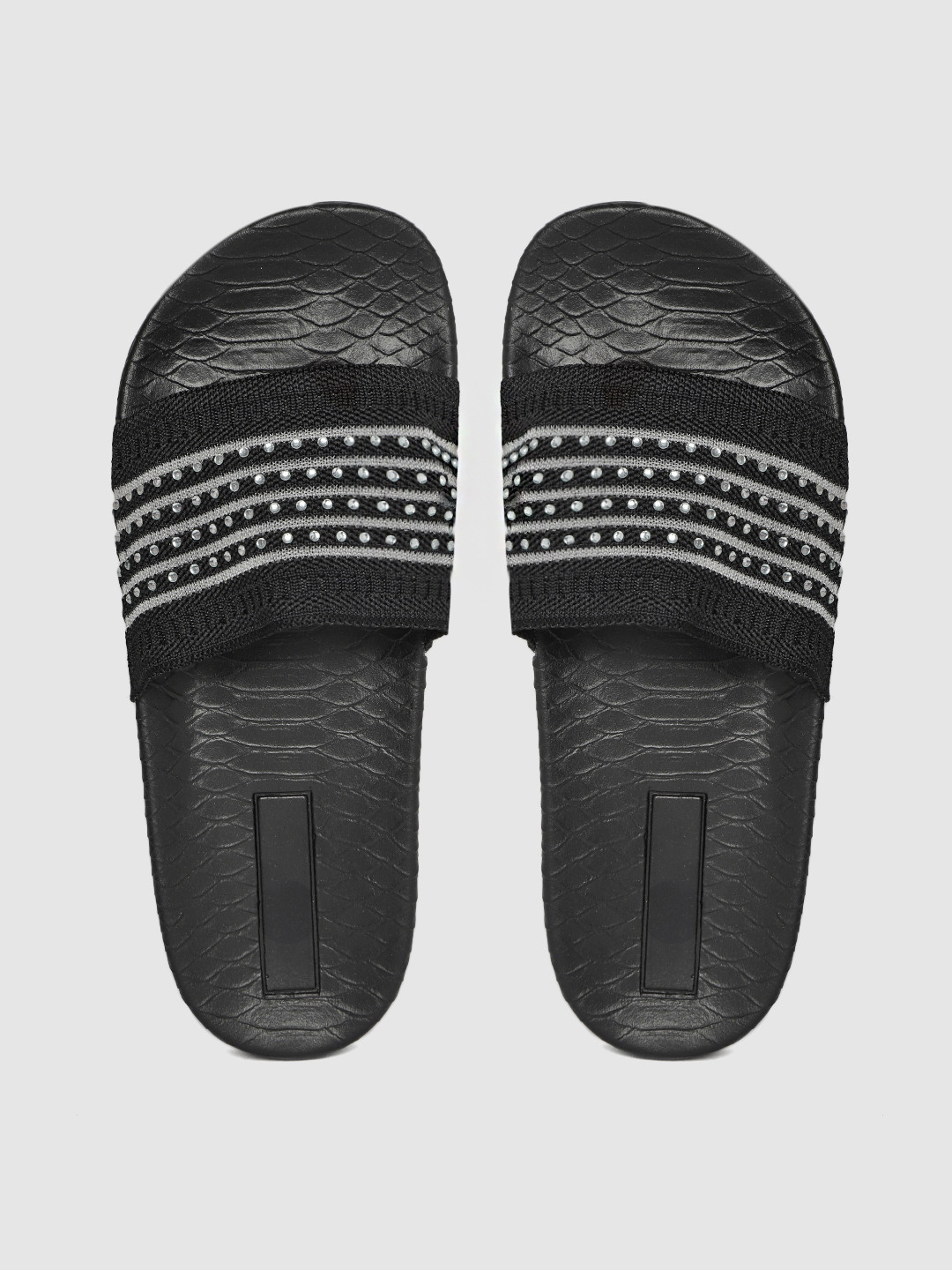 black embellished sliders