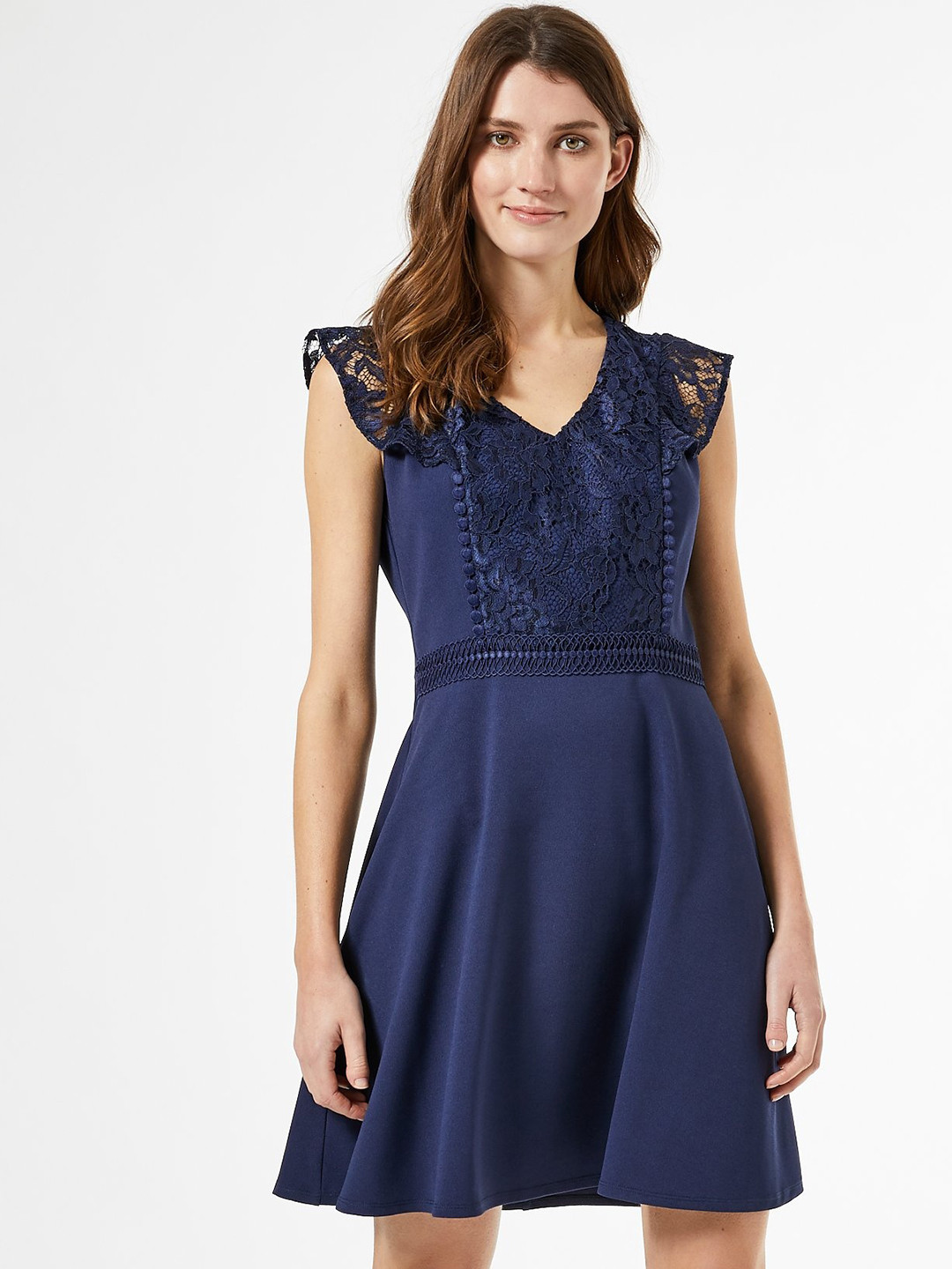 Buy DOROTHY PERKINS Women Navy Blue Self Design A Line Dress Dresses