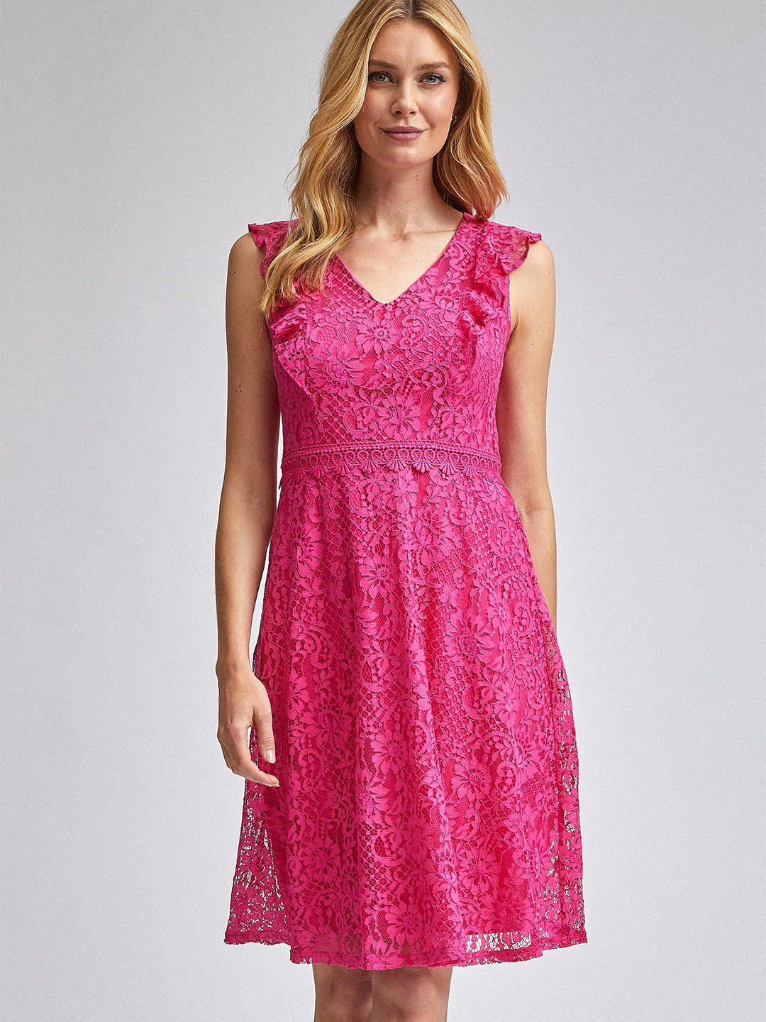 Buy DOROTHY PERKINS Women Pink Lace Fit & Flare Dress Dresses for Women 12126290 Myntra