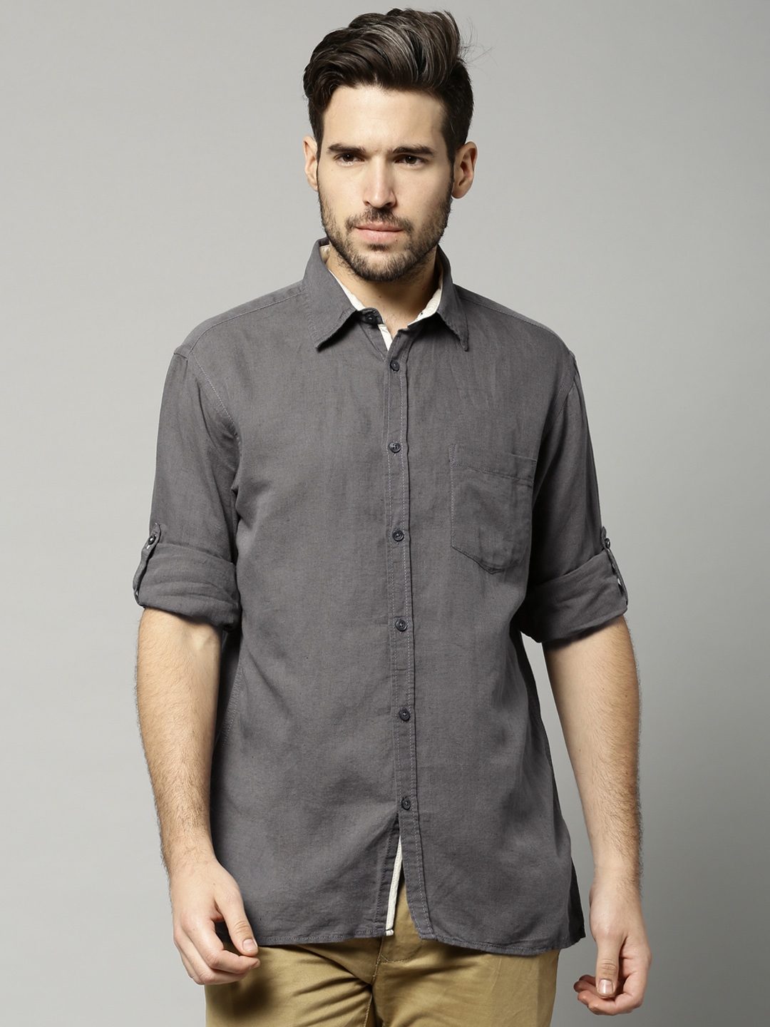 Buy Marks & Spencer Grey Linen Casual Shirt - Shirts for Men 1213384 ...