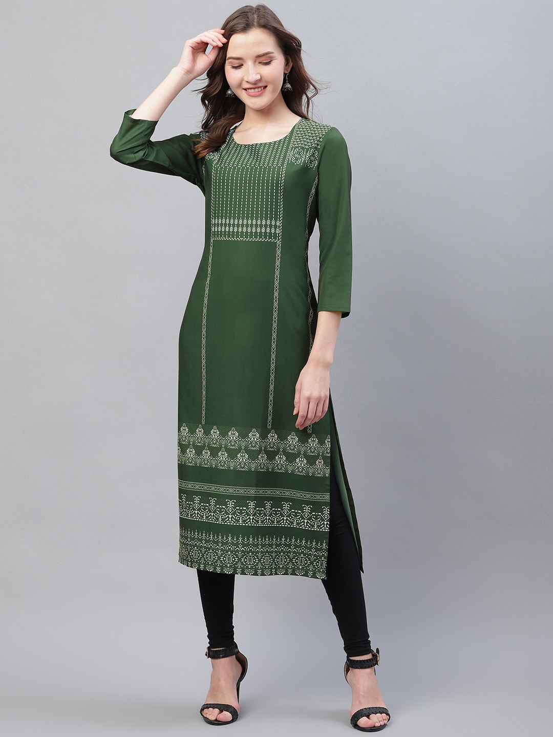 ahika women's printed straight kurta