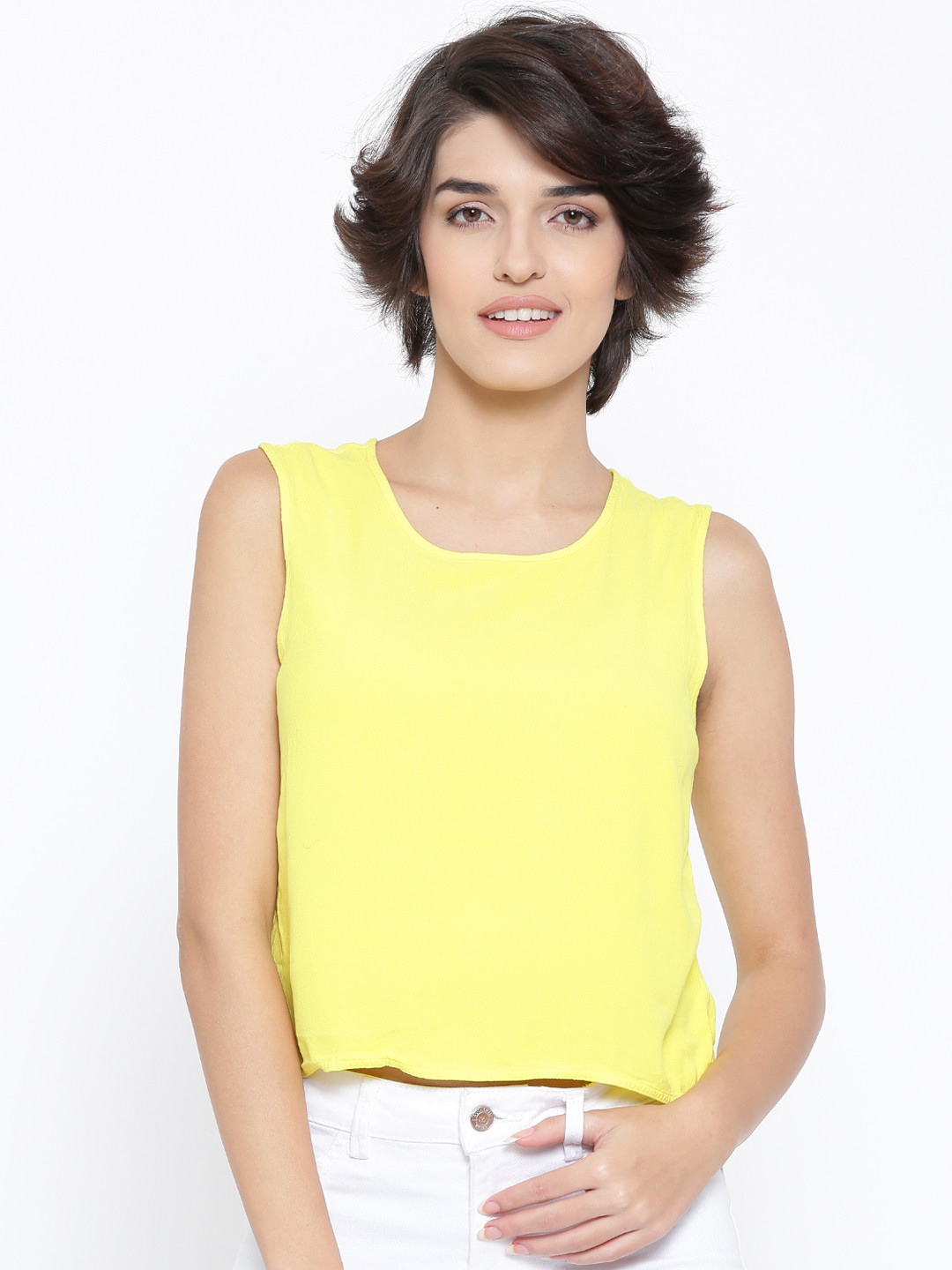 Buy Vero Moda Yellow Crop Top Tops for Women 1214520 Myntra