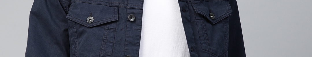 Buy Marks & Spencer Men Navy Blue Solid Tailored Jacket - Jackets for ...