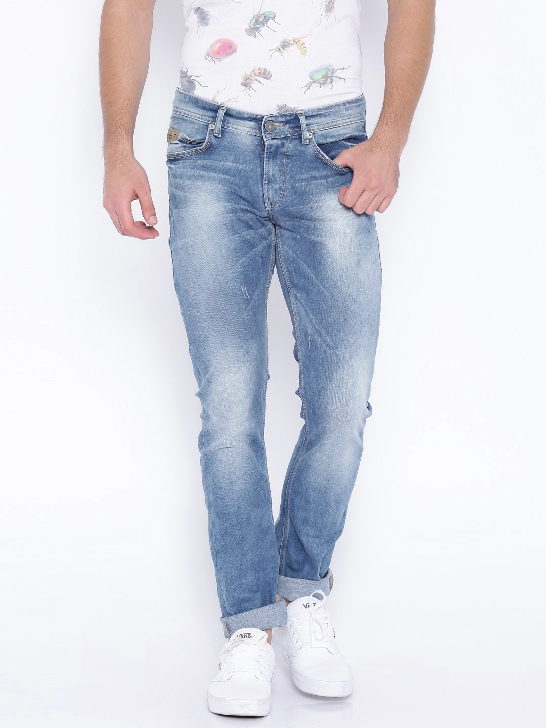 Buy SPYKAR Blue Washed Skinny Fit Stretchable Jeans - Jeans for Men ...