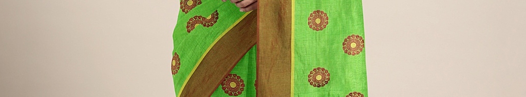 Buy The Chennai Silks Classicate Green & Brown Woven Design Poly Silk ...