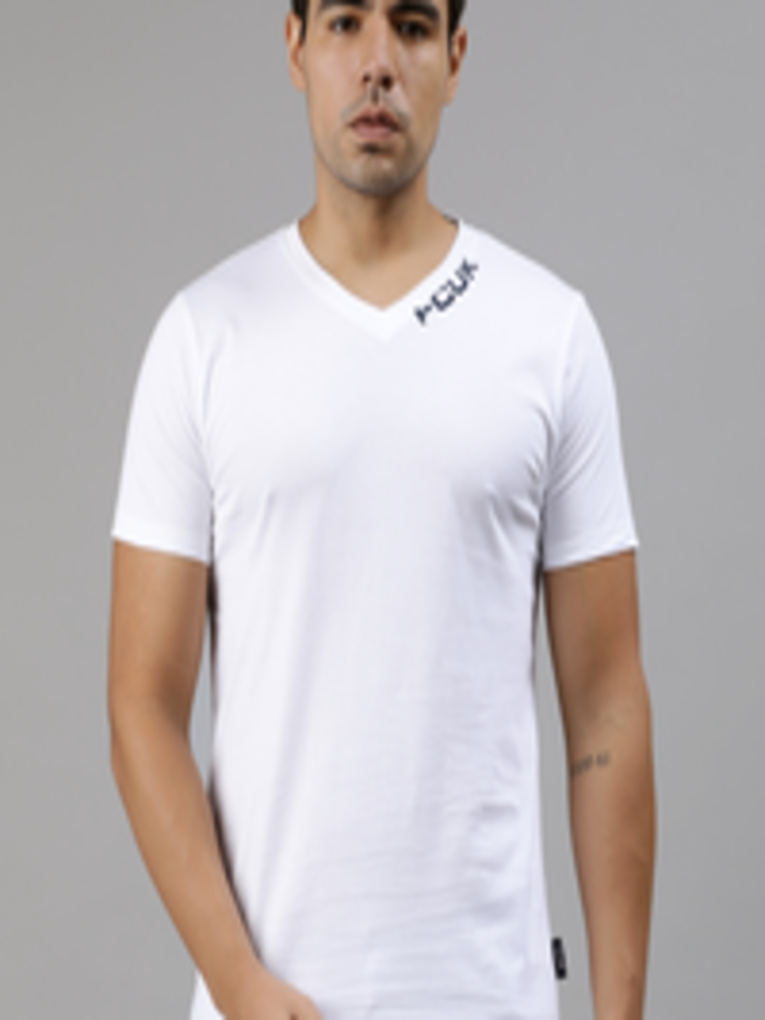 Buy French Connection Men White Solid V Neck T Shirt - Tshirts for Men ...