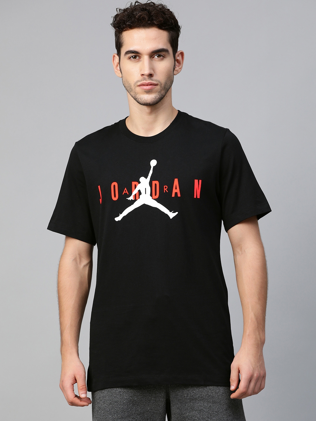Buy Nike Men Black Jordan Air Wordmark Print Round Neck T Shirt ...