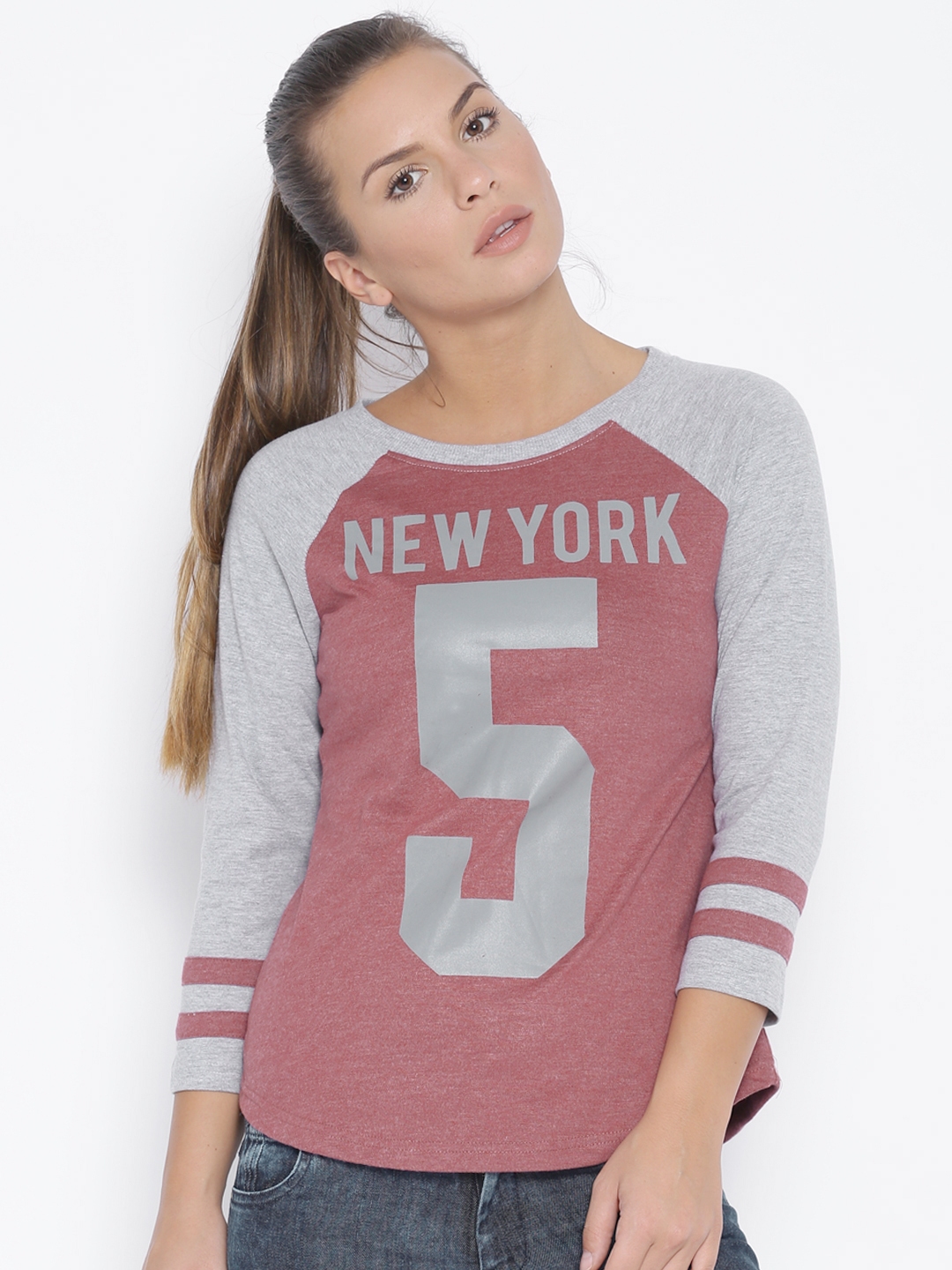 maroon melange t shirt