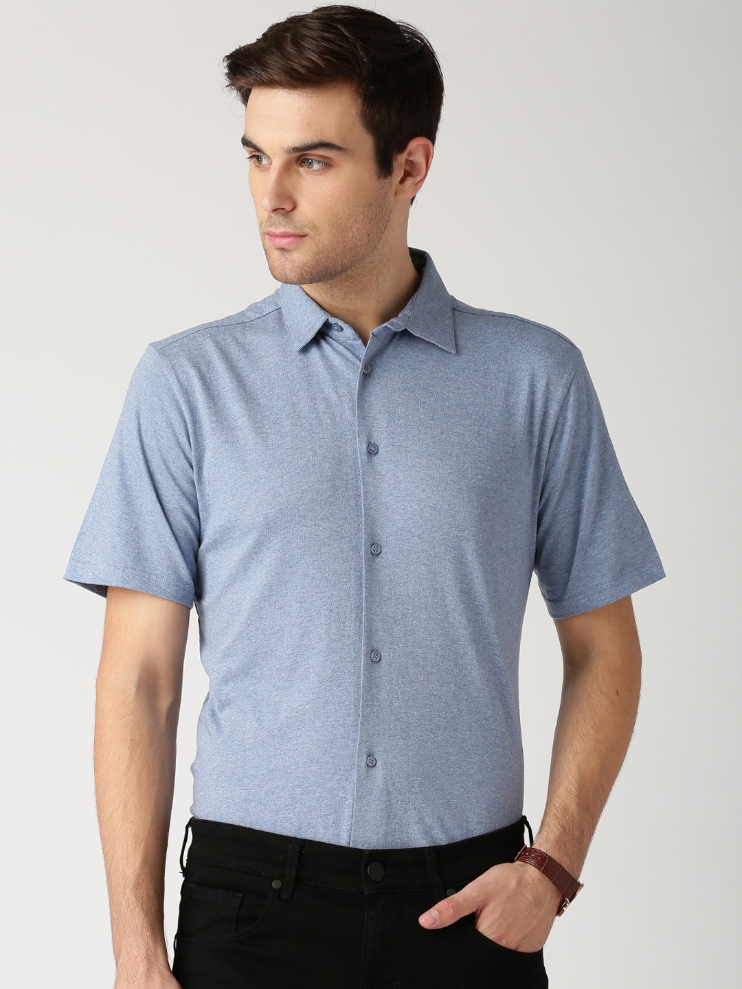 Buy ETHER Blue Knitted Shirt - Shirts for Men 1217404 | Myntra