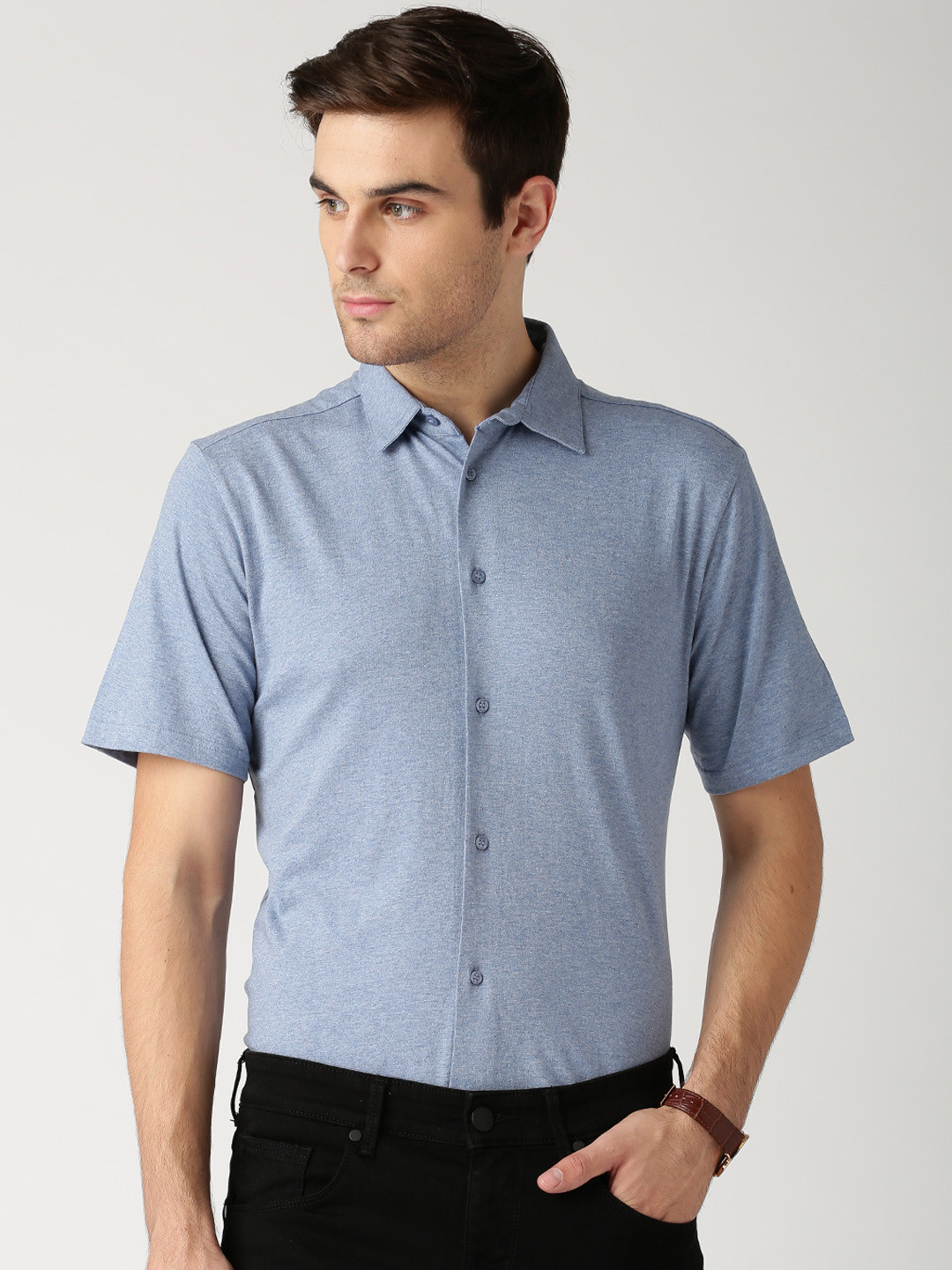 Buy ETHER Blue Knitted Shirt Shirts for Men 1217404 Myntra