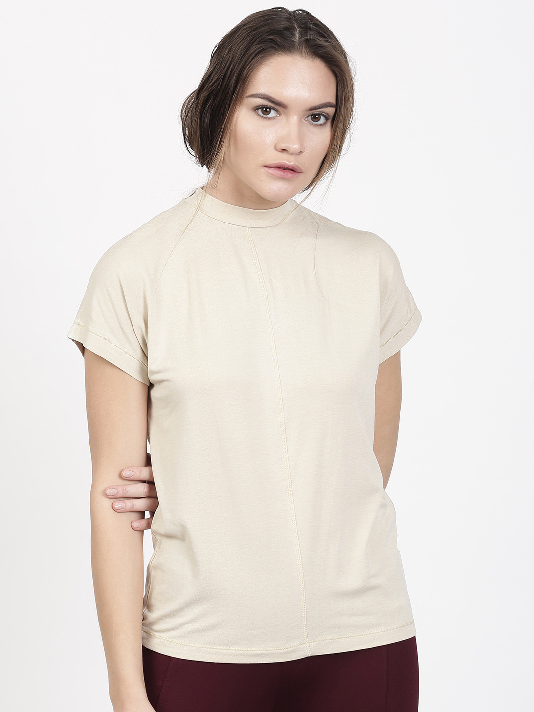 Buy ETHER Beige T Shirt Tshirts for Women 1217449 Myntra