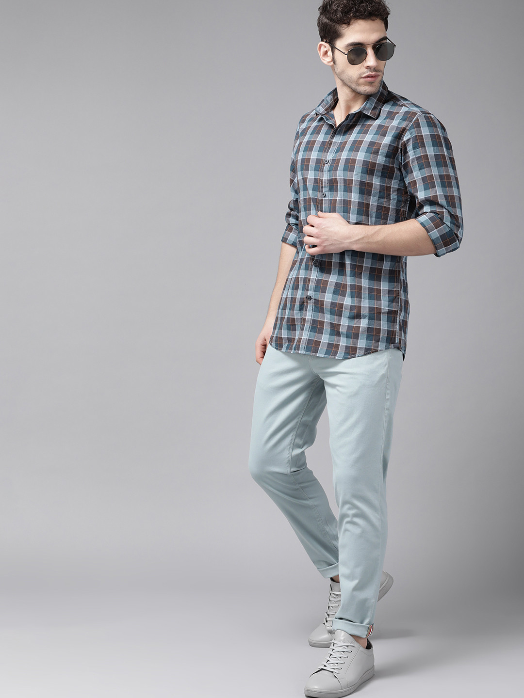 Buy Roadster Men Blue Solid Slim Fit Chinos - Trousers for Men 12180544 ...