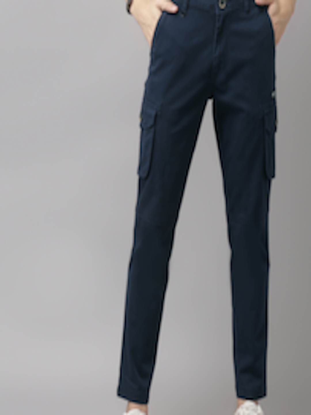 Buy Roadster Men Navy Blue Solid Cargos - Trousers for Men 12180554 ...
