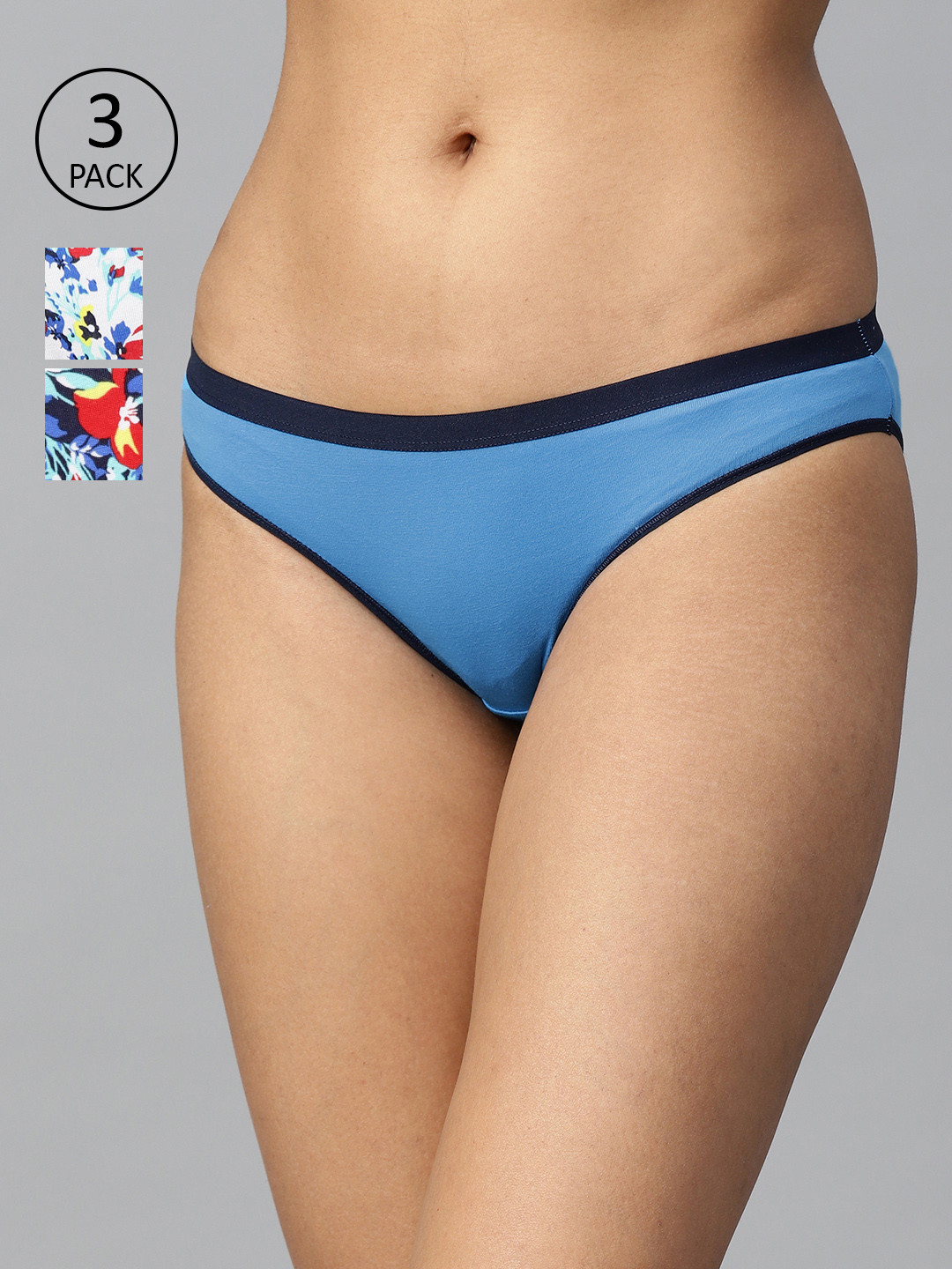 Buy Marks & Spencer Women Pack Of 3 Blue Bikini Briefs Briefs for
