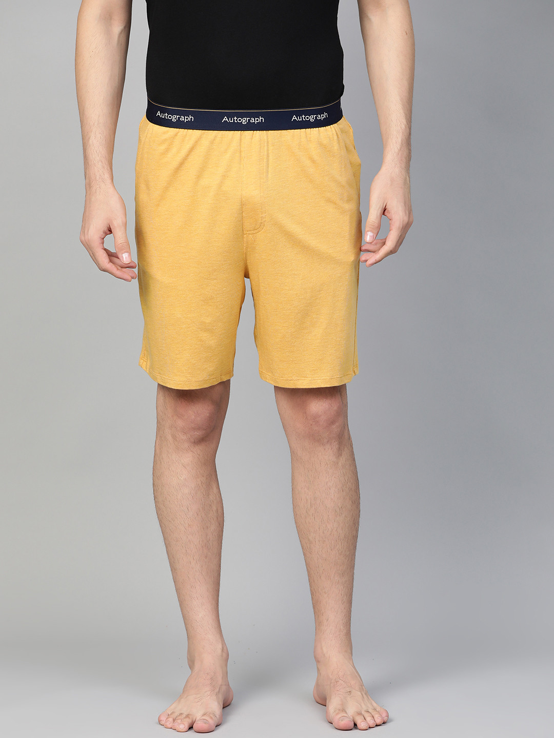 Buy Marks & Spencer Men Mustard Yellow Solid Lounge Shorts Lounge