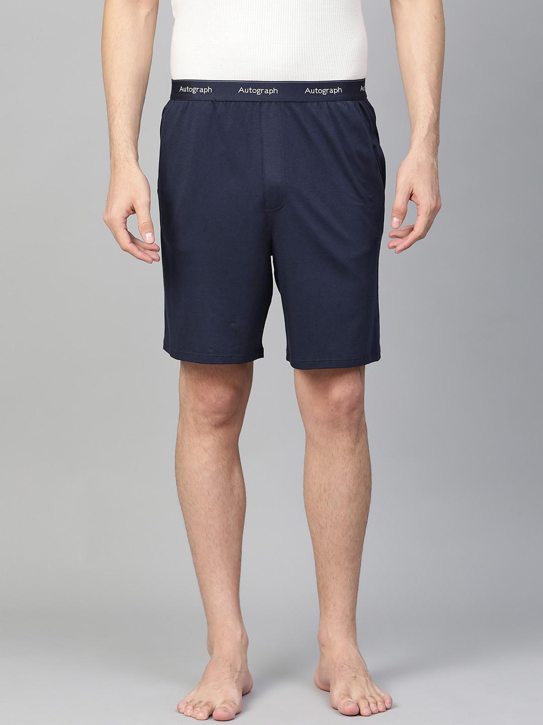 Buy Marks & Spencer Men Navy Blue Solid Lounge Shorts Lounge Shorts