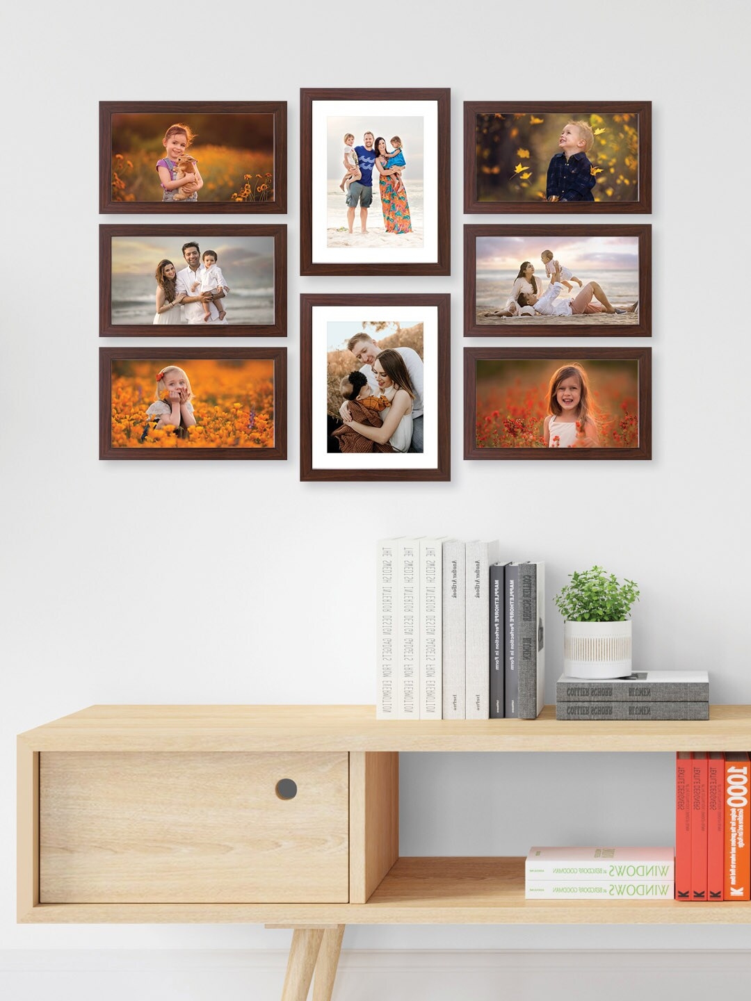 Buy RANDOM Set Of 8 Brown Solid Collage Photo Frames - Photo Frames for ...