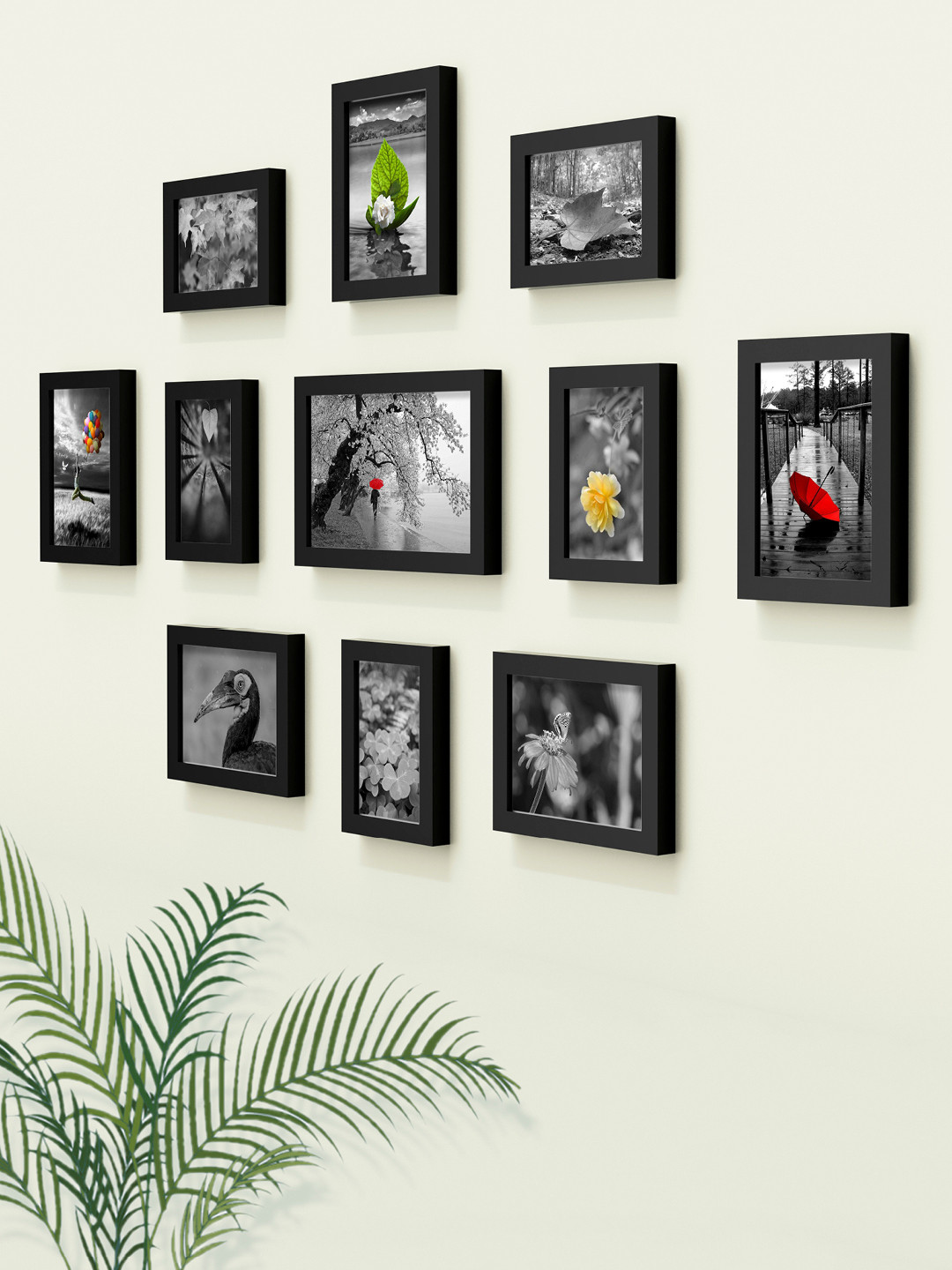 Buy RANDOM Set Of 11 Black Solid Synthetic Collage Photo Frames Photo