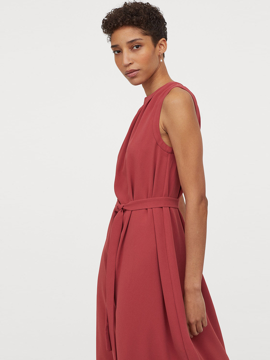 Buy H&M Women Red Solid Tie Detail Dress Dresses for Women 12202682