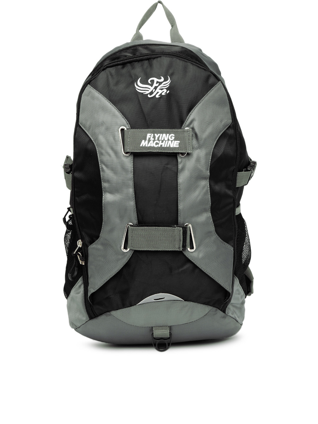 Buy Flying Machine Unisex Grey & Black Laptop Backpack Backpacks for