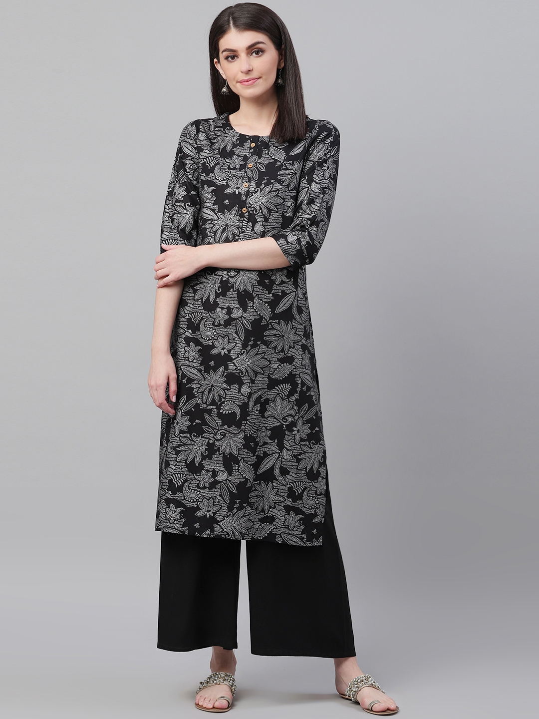 ahika women's printed straight kurta