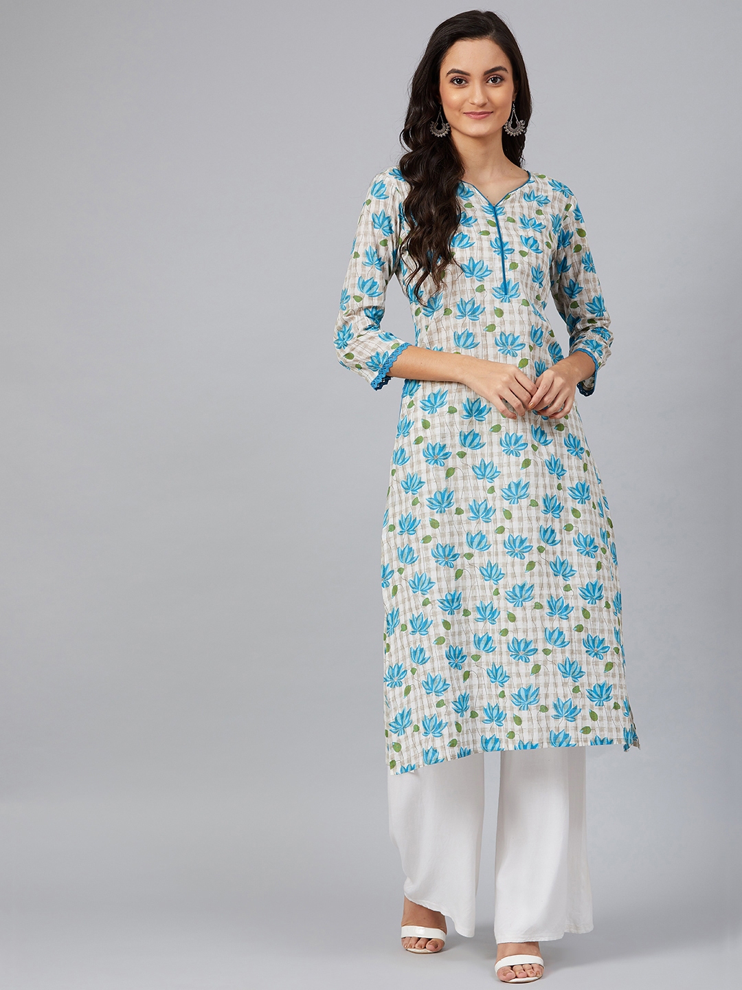 ahika women's printed straight kurta