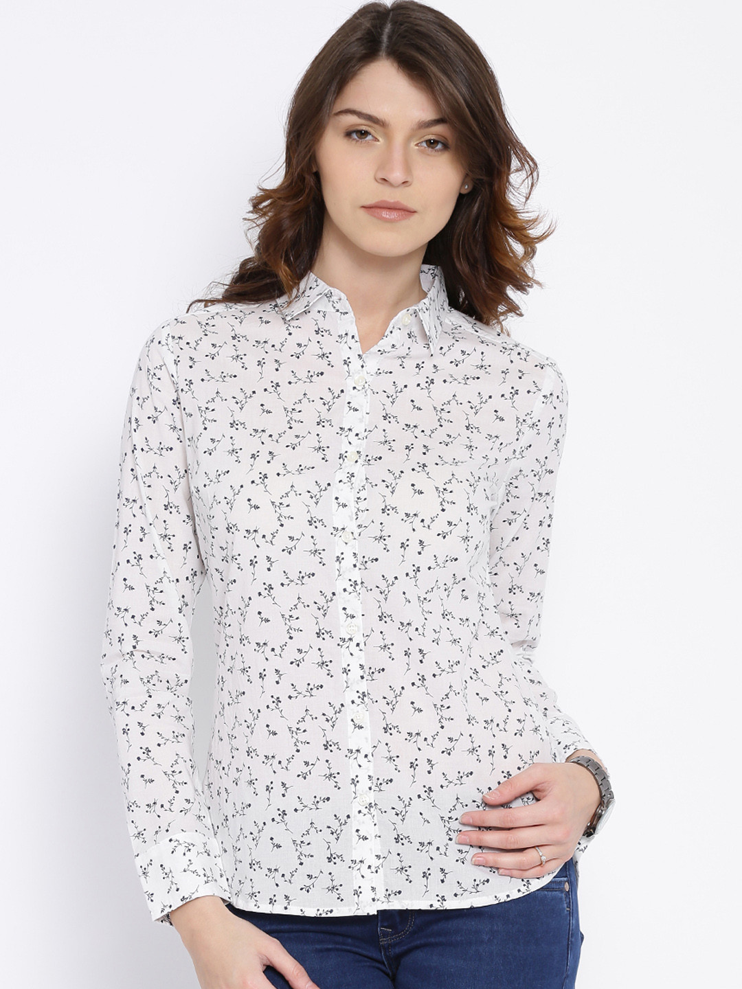 Buy U.S. Polo Assn. Women White Printed Shirt Shirts for Women