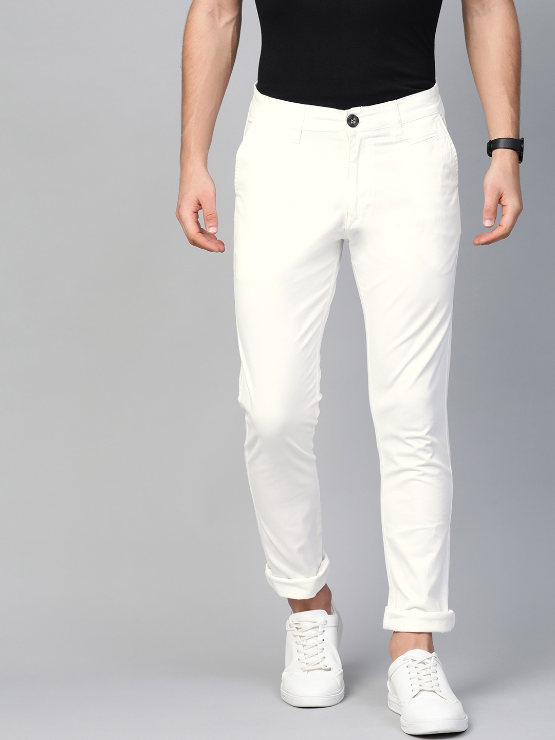 Buy WROGN Men White Slim Fit Chinos - Trousers for Men 12222386 | Myntra