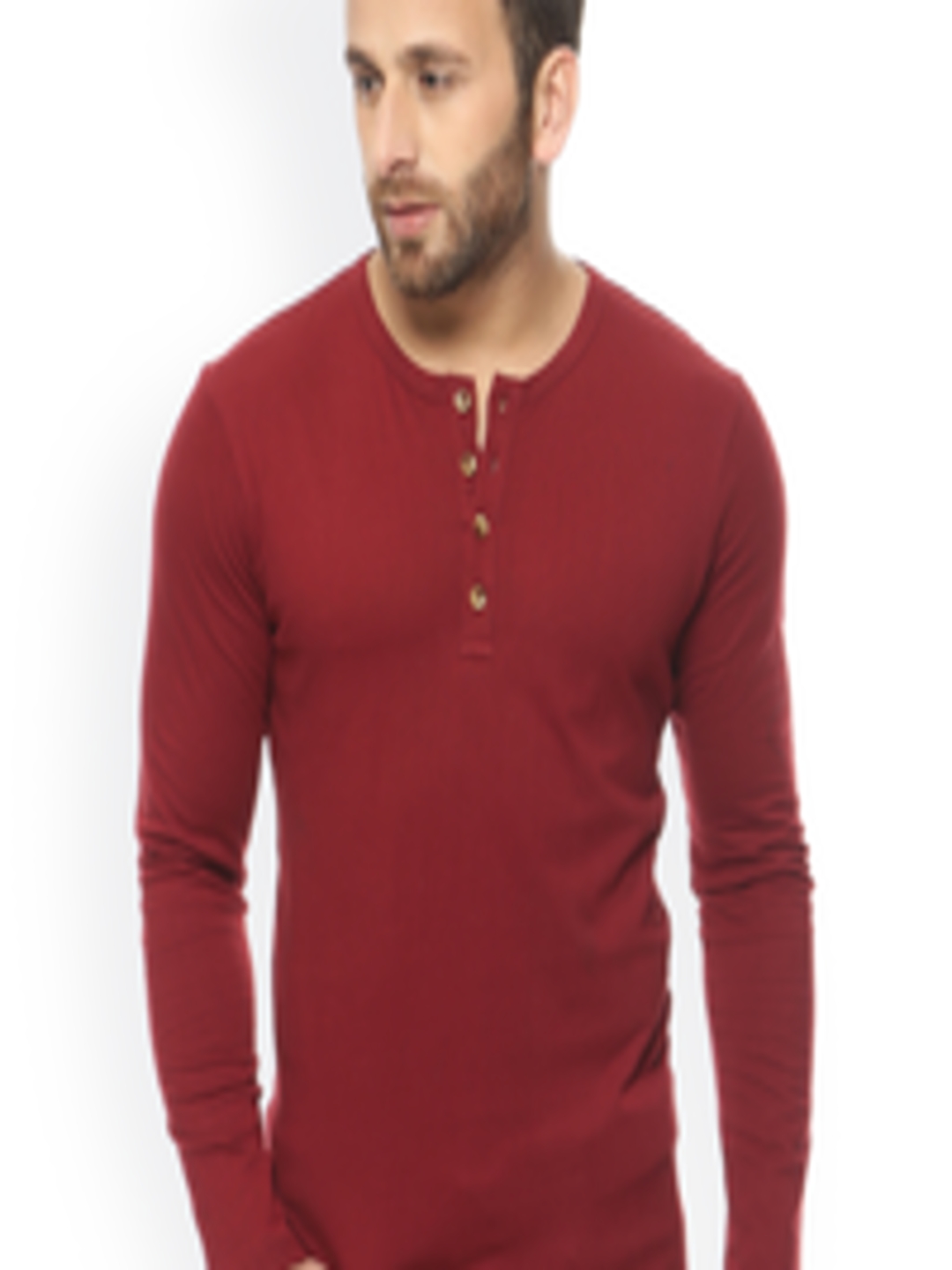 Buy GRITSTONES Maroon Henley T Shirt - Tshirts for Men 1222299 | Myntra