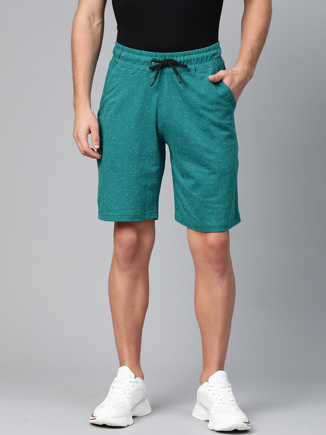 Buy ManQ CASUAL Men Green Speckled Slim Fit Training Shorts Shorts